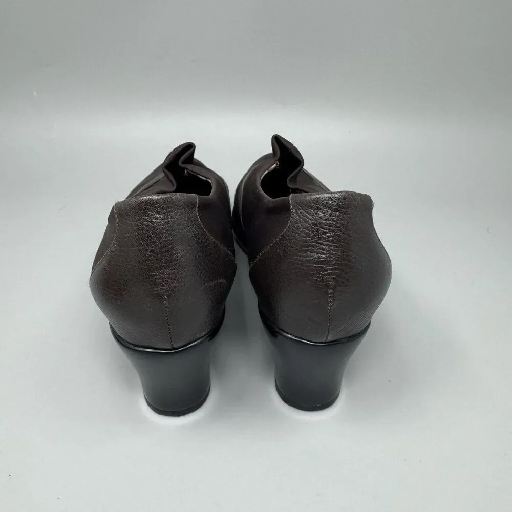 Abeo Judith B.I.O Women's Brown Round Toe Slip On Cone Heeled Pumps Size 8